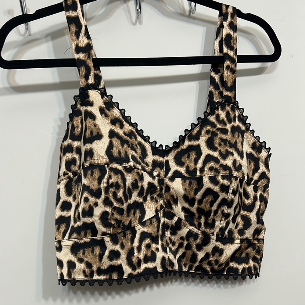 Leopard Print Cropped Tank Top